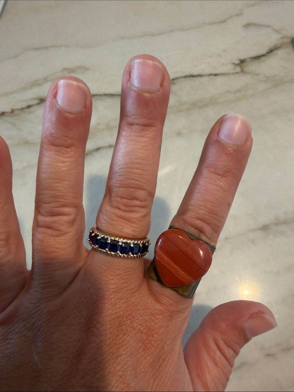 Red jasper heart ring